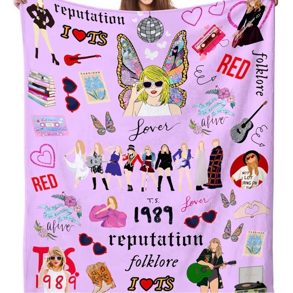 Taylor Swift Flannel Blanket & matching pillowcase